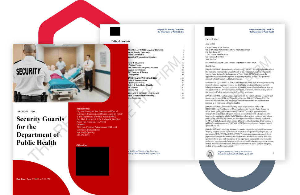 City RFP – Security Guards for the Department of Public Health